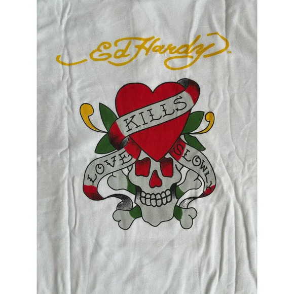 Ed Hardy Men's Y2K Graphic Love Kills Collared Long Sleeve Polo Shirt Sz 3XL NWT - Picture 6 of 11